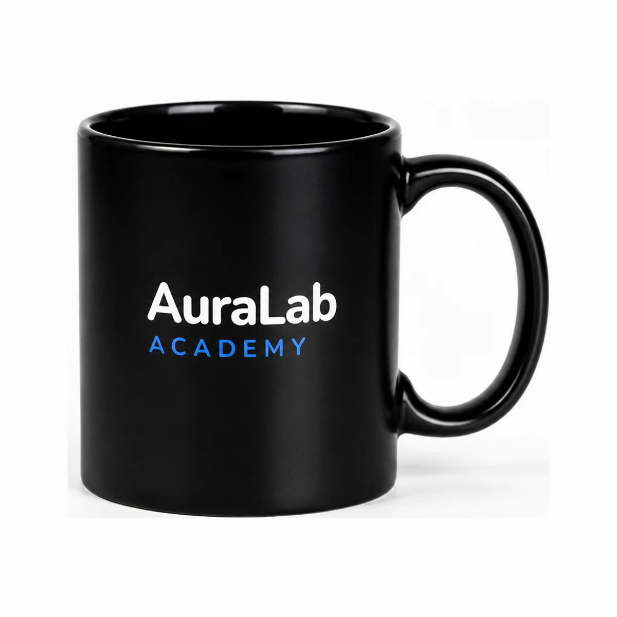 Чёрная керамическая кружка с логотипом AuraLab Academy